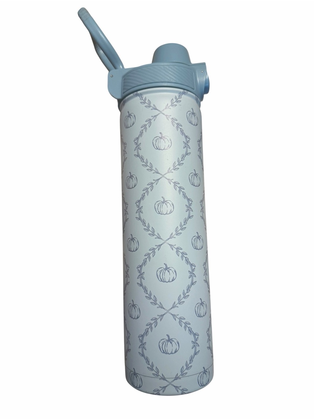 Tal Blue Pumpkin Pattern Stainless Steel Water Bottle with Flip Straw